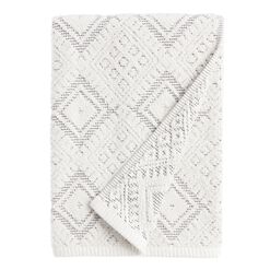 Zena Ivory And Black Diamond Honeycomb Bath Towel