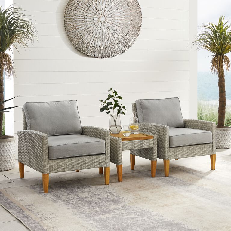 Capella All Weather Wicker 3 Piece Outdoor Furniture Set image number 2