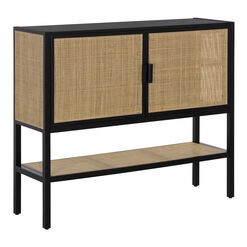 Leith Pine Wood and Rattan Cane Buffet with Shelf