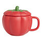Red Tomato Figural Ceramic Mug With Lid image number 0