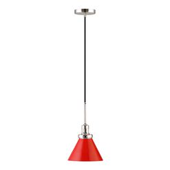 Matt Red Metal Cone Shade Pendant Lamp
