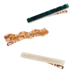 Brown, Ivory And Slate Acrylic Hair Clips 3 Pack