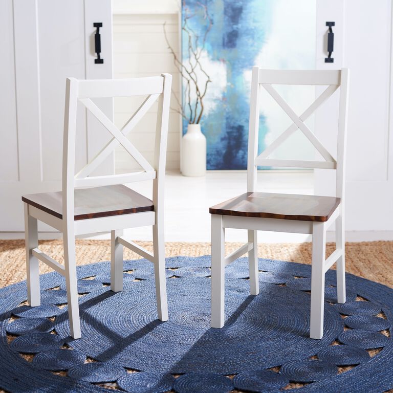 Cortland White and Natural Wood Dining Chair Set of 2 image number 2