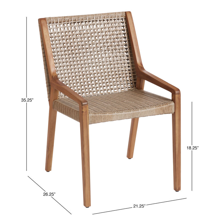 Davao All Weather Wicker and Wood Outdoor Dining Chair Set of 2 image number 6