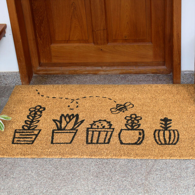 Black and Natural Topiary Coir Doormat image number 2