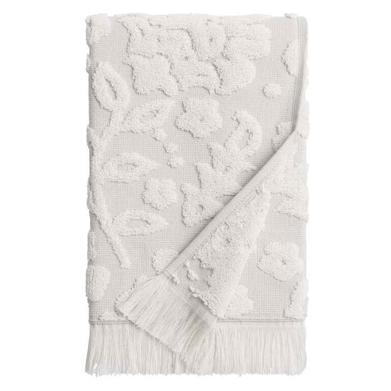 Menlo Gray Sculpted Floral Jacquard Towel Collection image number 3