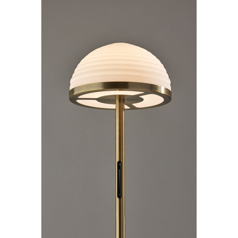 Milford Frosted Glass Dome and Antique Brass LED Floor Lamp image number 4