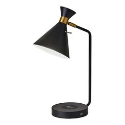 Edgers Black Table Lamp With USB And Charging Pad