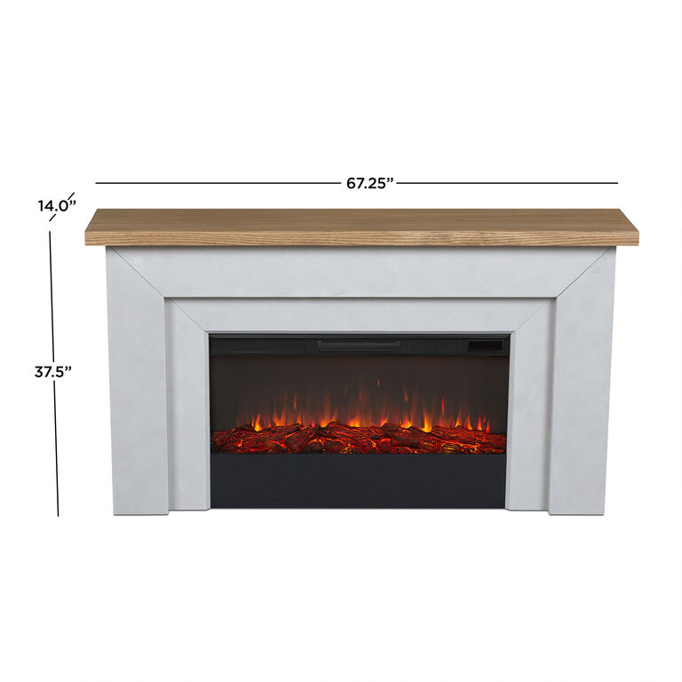 Sleetham Light Gray Wood Electric Fireplace Mantel image number 7