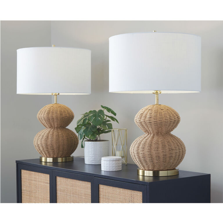 Amelie Natural Rattan Curved Table Lamp 2 Piece Set image number 2