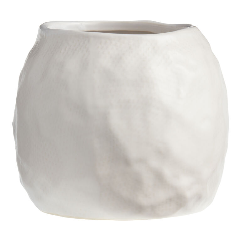 White Linen Textured Ceramic Planter image number 1