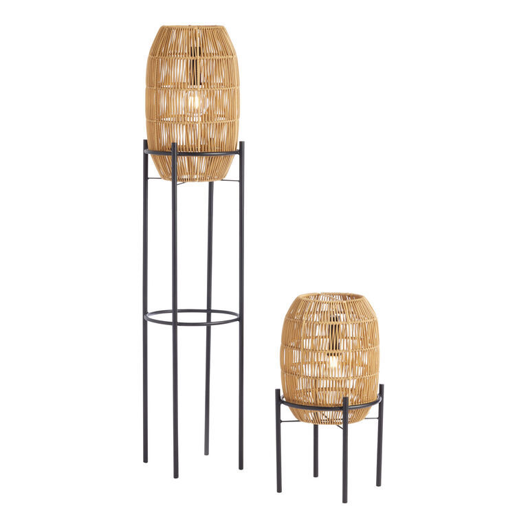 Faux Wicker Rechargeable LED Floor Lamp With Metal Stand image number 3