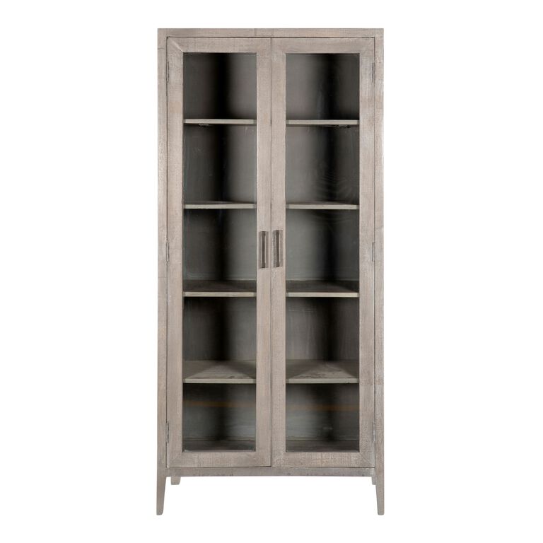 Besson Graywash Acacia Wood and Glass Display Cabinet image number 2