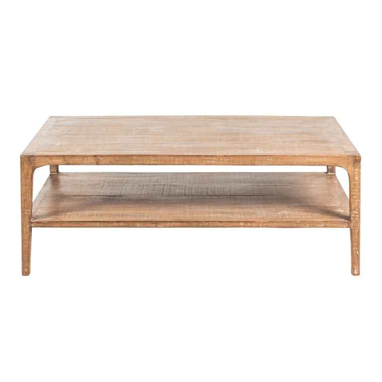 Indio Whitewash Reclaimed Pine Coffee Table with Shelf image number 2