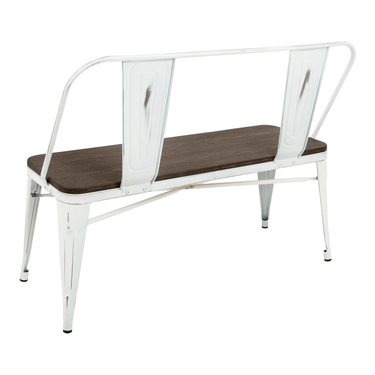 Ridgeby White Metal and Espresso Wood Dining Bench image number 3