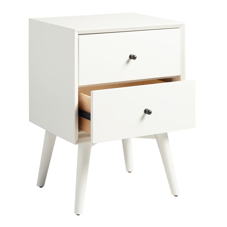 Brewton White Wood Nightstand With Drawers image number 3