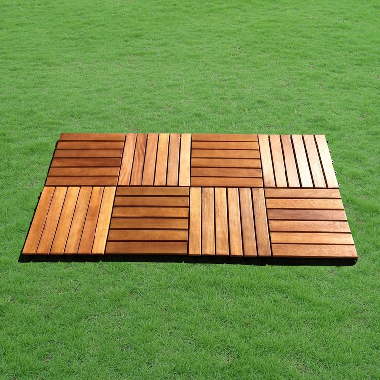 Acacia Wood 6-Slat Interlocking Deck Tiles, 10-Count image number 5