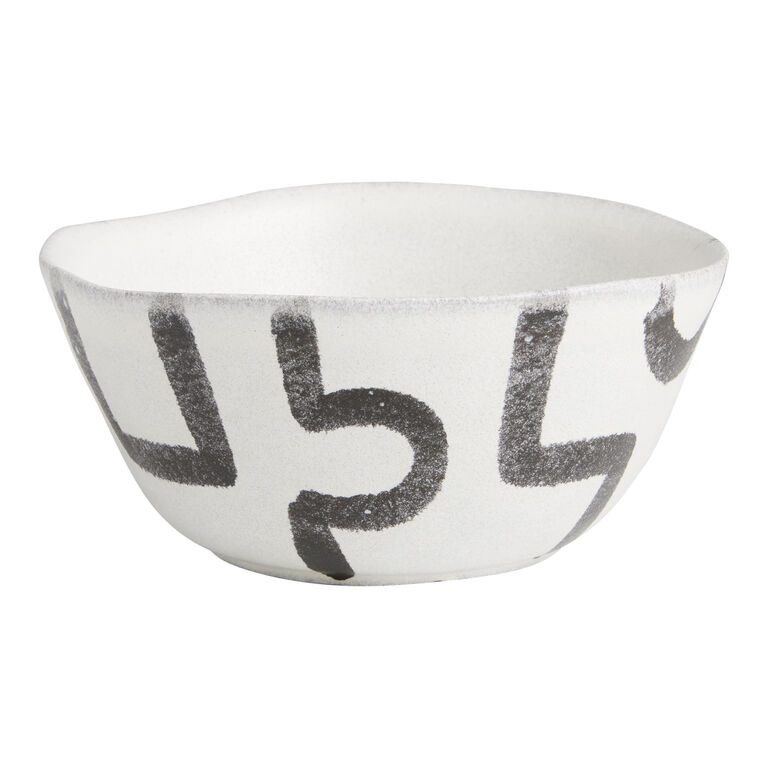 Black And White Squiggle Hand Painted Bowl image number 1