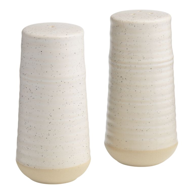 Tipton Ivory Speckled Ceramic Salt and Pepper Shaker Set image number 1