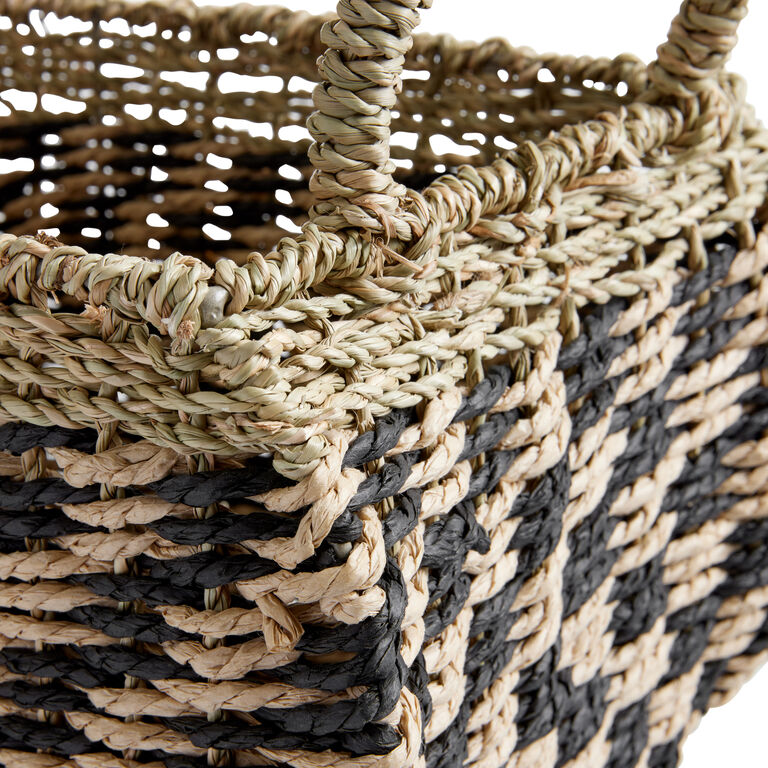 Polly Black And Natural Paper Rope Wavy Check Basket image number 3