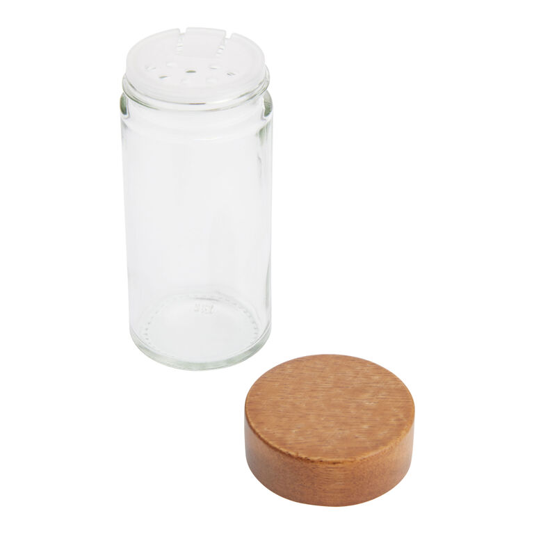 Mini Glass and Wood Spice Jar with Shaker Insert Set of 2 image number 2