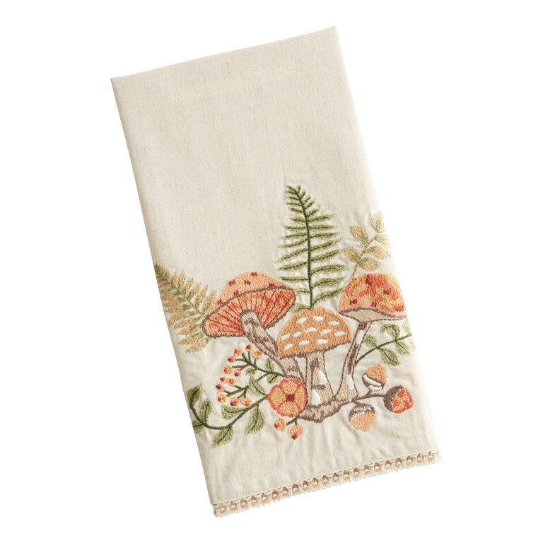 Embroidered Wildflower and Mushroom Kitchen Towel image number 1