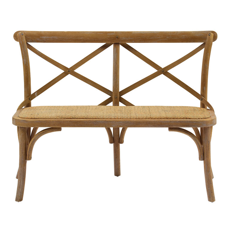 Syena Gray Wood and Rattan Bench image number 3