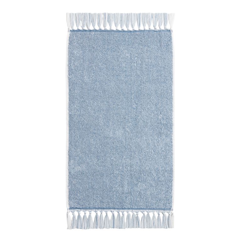 Azure Blue And White Marled Hand Towel image number 2