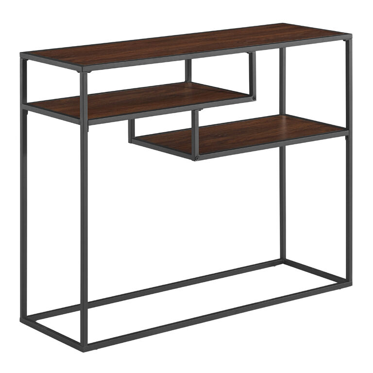 Lyon Wood and Black Steel Console Table with Shelves image number 1