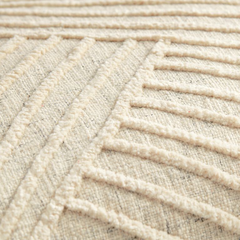 Oversized Ivory Angled Stripe Lumbar Pillow image number 3