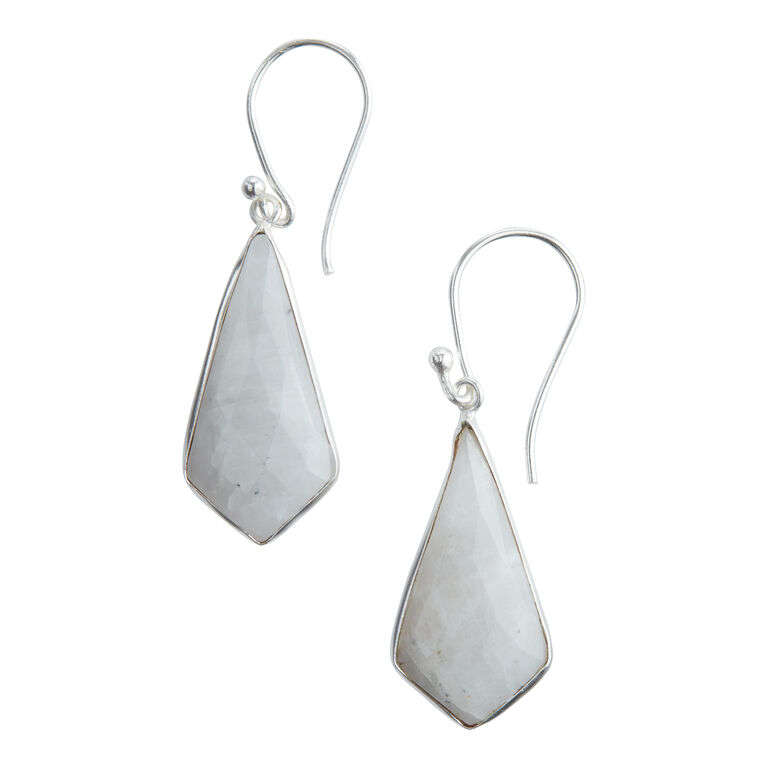 Silver And Faceted Moonstone Drop Earrings image number 1