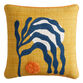 Yellow And Blue Wave Leaves Indoor Outdoor Throw Pillow image number 0