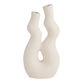 Ivory Ceramic Wavy Double Vase image number 0