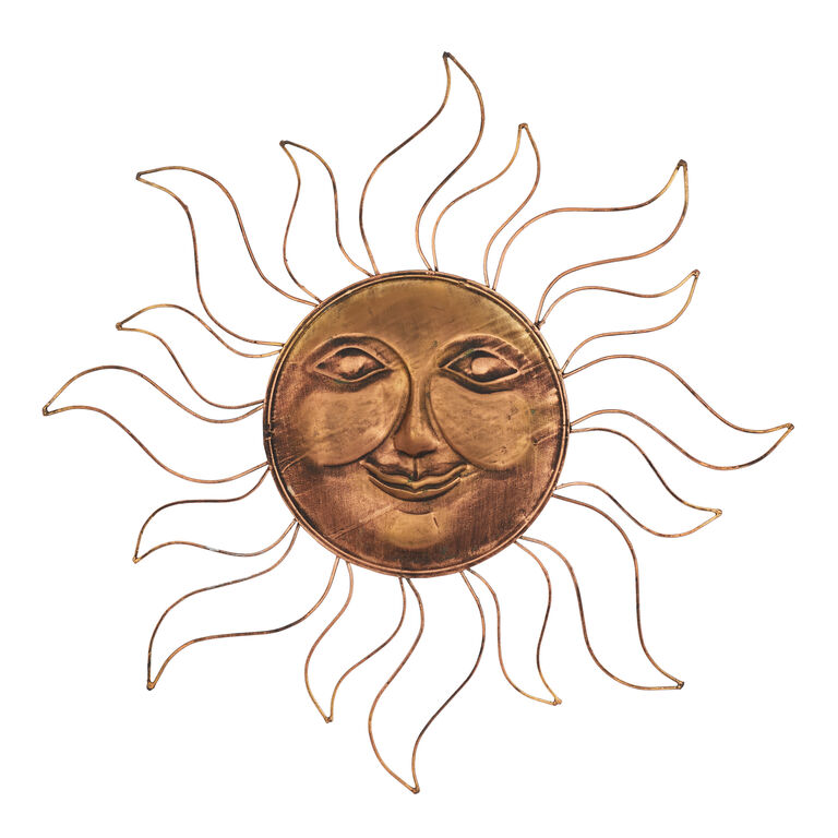 Copper Metal Sun Face Wall Decor image number 1