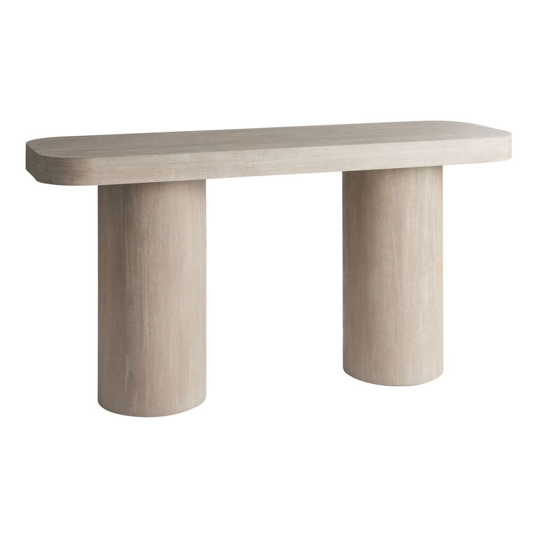 Cohen Graywash Wood Pillar Leg Console Table image number 1