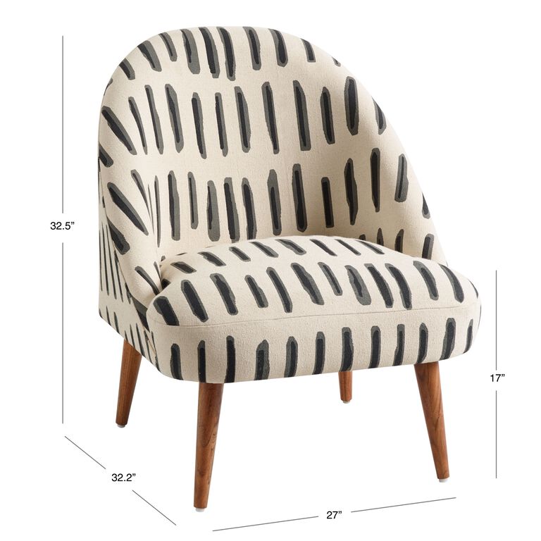 Noemi Charcoal Gray And Ivory Dash Print Chair image number 4