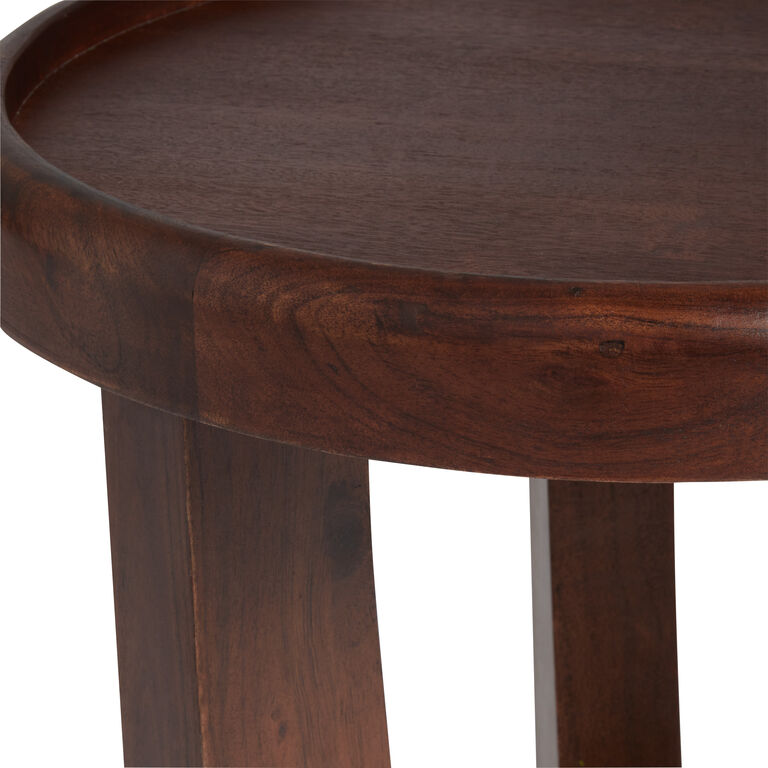 Enzo Round Espresso Wood Tripod End Table image number 4