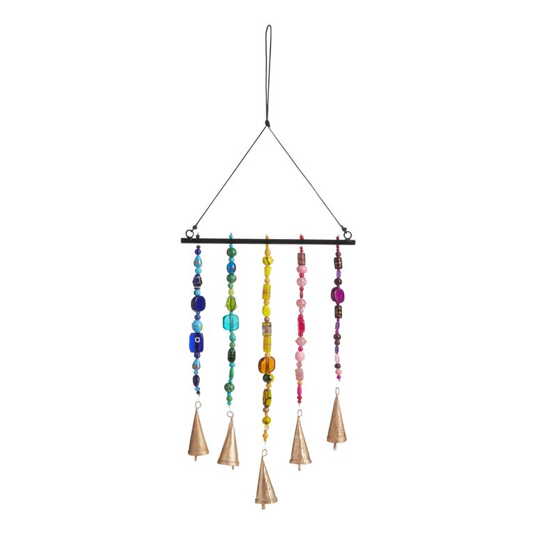 Rainbow Beads and Metal Bells Wind Chime image number 1