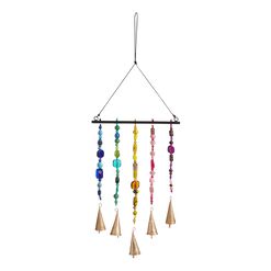 Rainbow Beads and Metal Bells Wind Chime