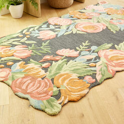 Jemsa Charcoal Multicolor Floral Tufted Wool Area Rug