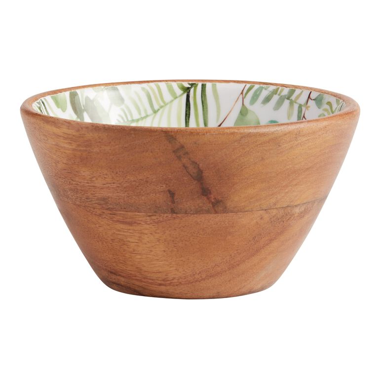 Small Green Eucalyptus Enamel Wood Bowl image number 1