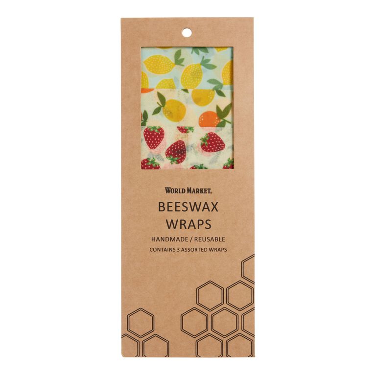 Fruit Pattern Beeswax and Cotton Reusable Food Wraps 3 Pack image number 1
