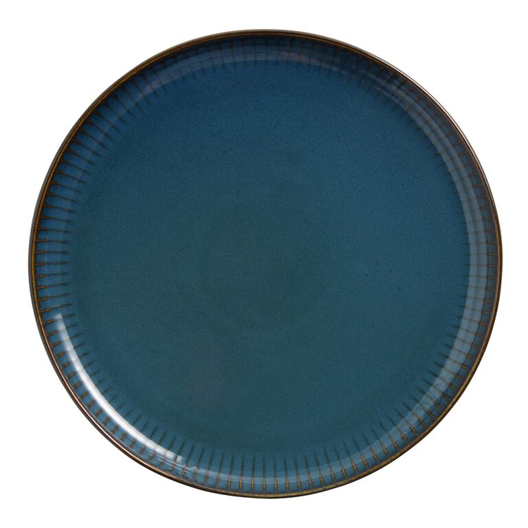 Blue Reactive Glaze Ribbed Dinner Plate image number 1