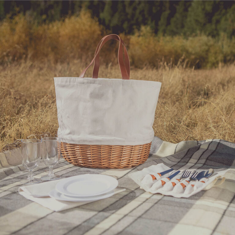 Picnic Time Promenade Beige Canvas and Willow Picnic Basket image number 2