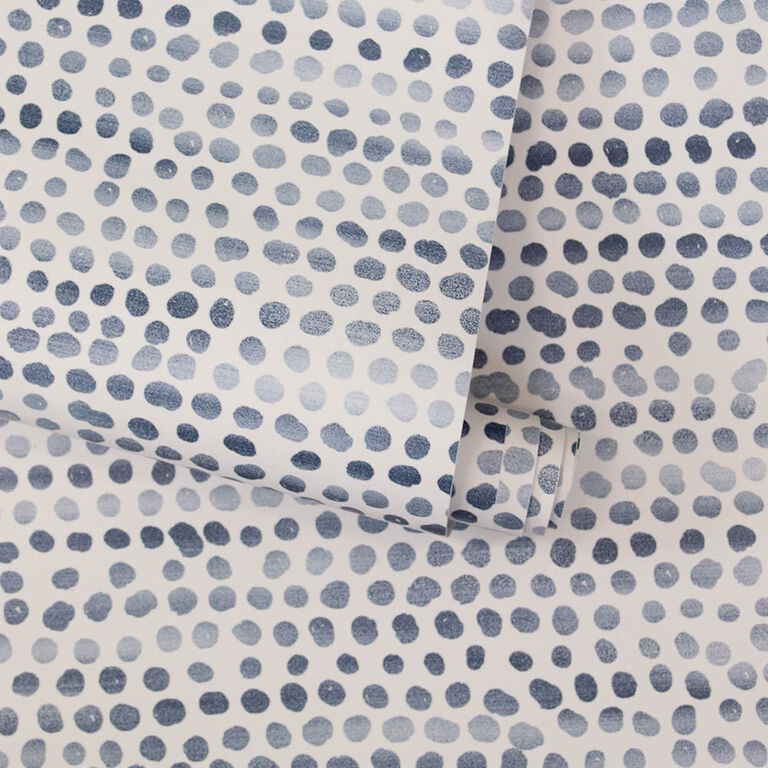 Blue Distressed Organic Dots Peel And Stick Wallpaper image number 2