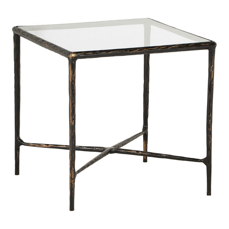 Kerwin Square Bronze Metal And Glass Side Table image number 1