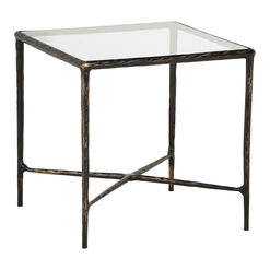 Kerwin Square Bronze Metal And Glass Side Table
