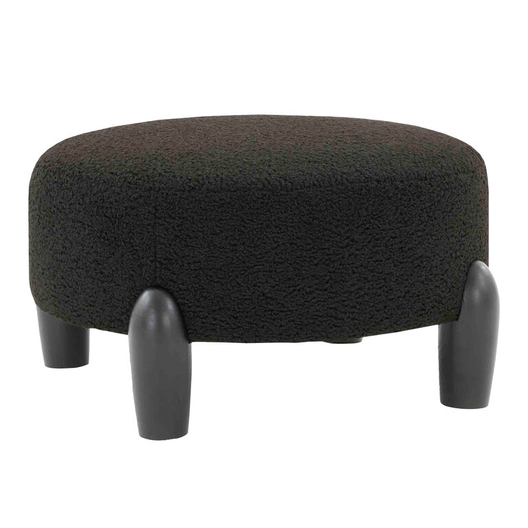 Barlow Round Faux Shearling Upholstered Ottoman  image number 1