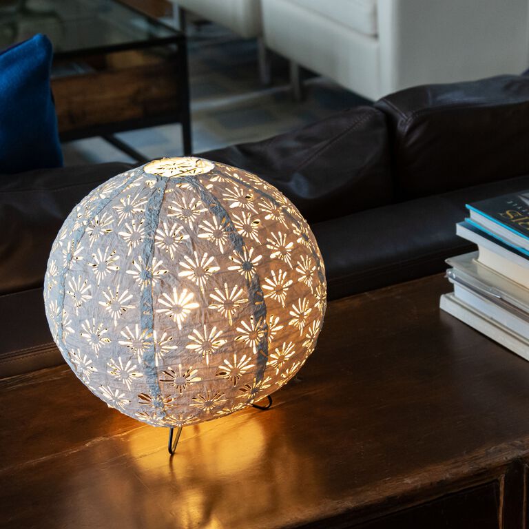 Neysa White Laser Cut Fabric Globe Accent Lamp image number 3