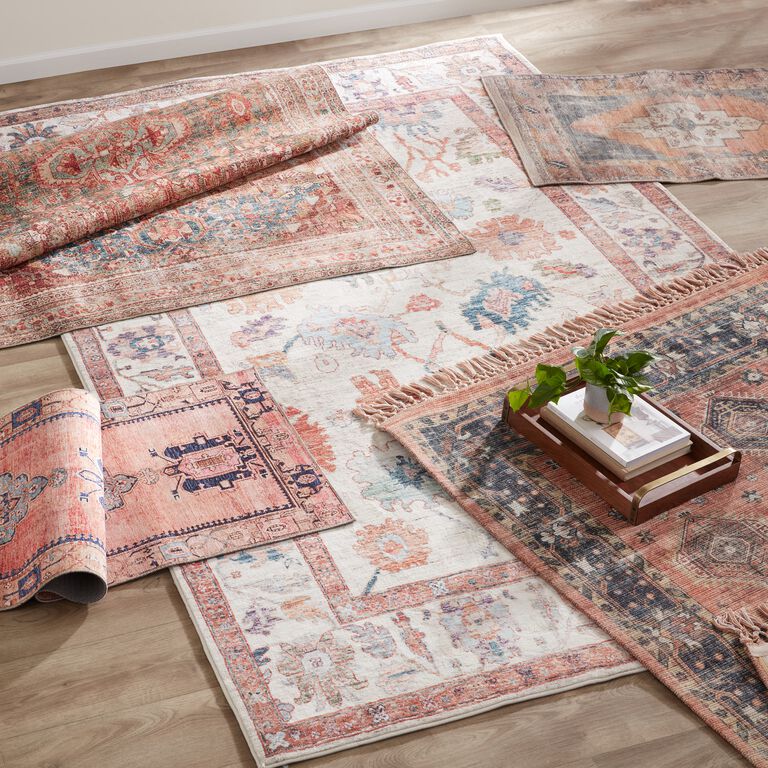 Zoe Multicolor Floral Distressed Persian Style Area Rug image number 2